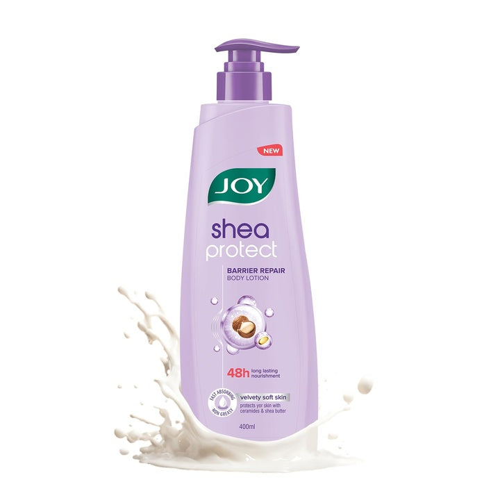 Joy Shea Protect Summer Body Lotion 400ml | For Skin Barrier Repair | 48 Hour Nourishment WIth Ceramide & Shea Butter | Fast Absorbing & Non Greasy Lotion | Velvety Soft Skin | For Normal to Dry Skin