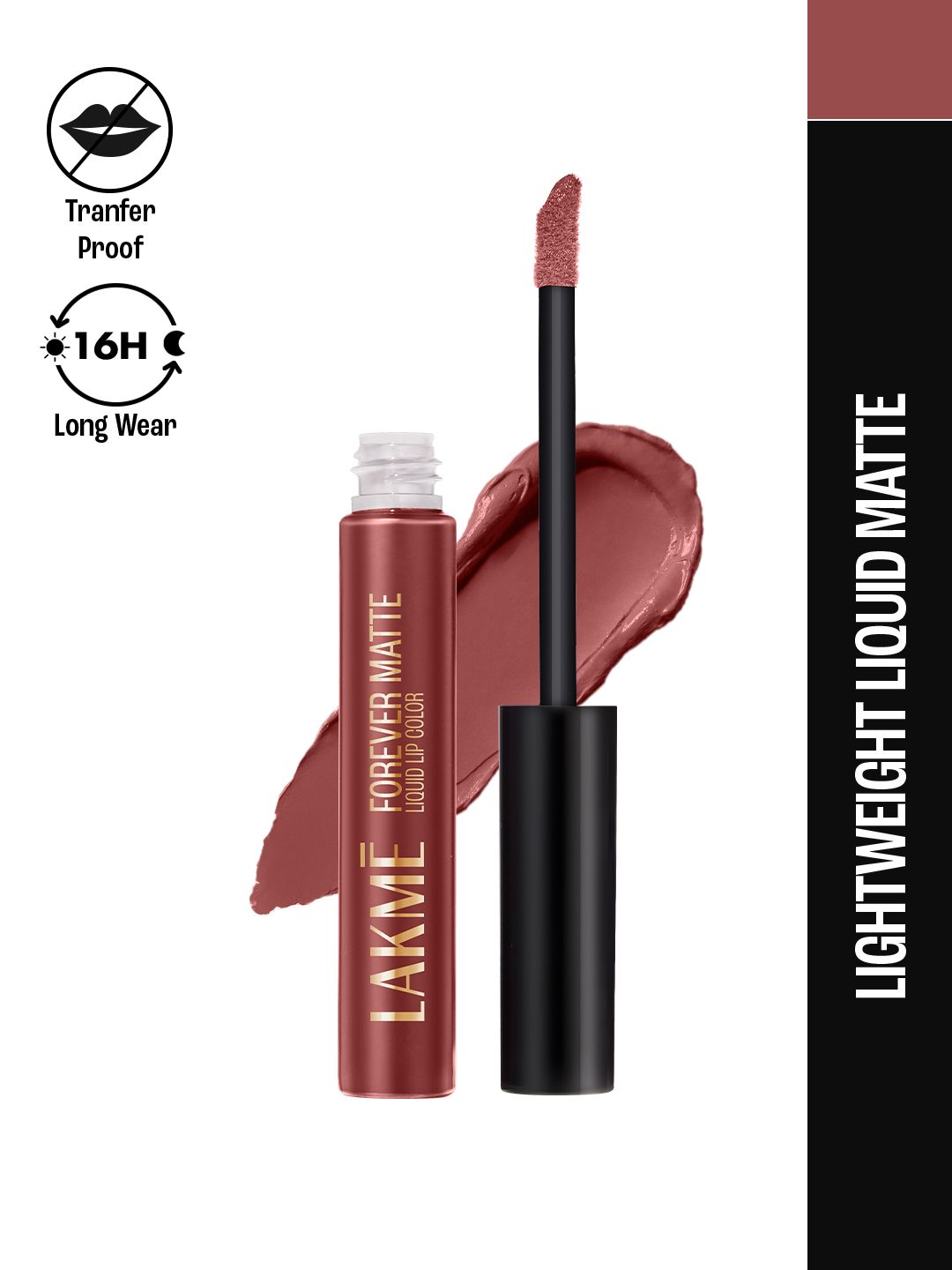 Lakme Forever Matte Lightweight & Transferproof 16Hr Liquid Lipstick 5.6ml - Brown Sheer