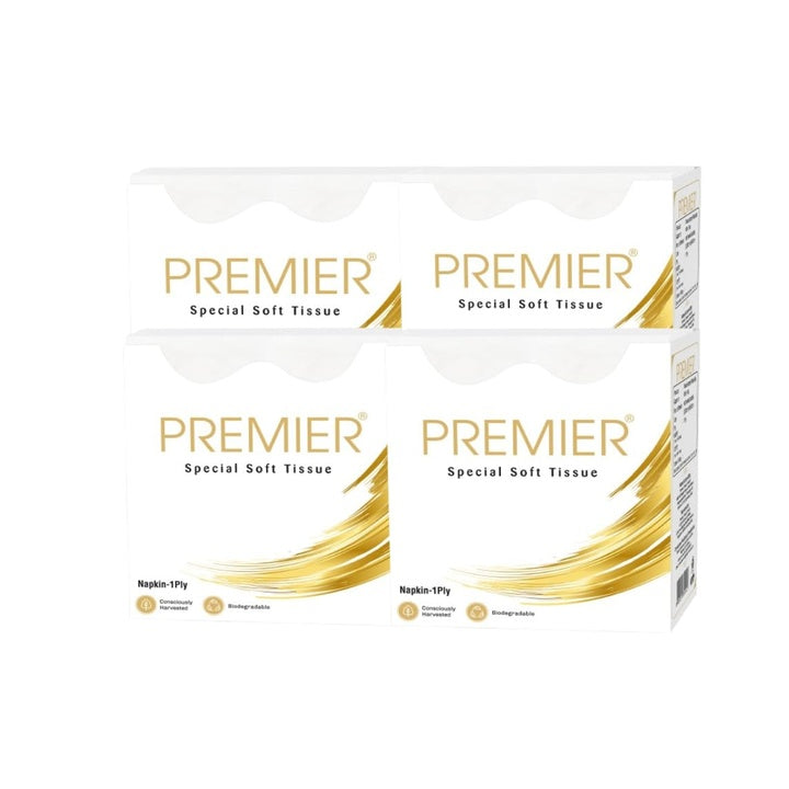 Premier Tissue Paper Napkins, 1 Ply - 90 Pulls (Pack of 4), 360 sheets | Ultra Absorbent Special Soft Tissue Napkins for Salons & Spa, Perfect for event, offices