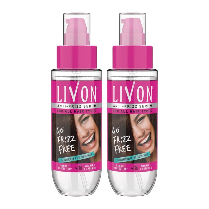 Livon Hair Serum, For Dry & Frizzy Hair | Provides shine, smoothness & damage protection| Leave in serum for women & Men| With Vitamin E & Argan Oil | 100ml (Pack of 2)