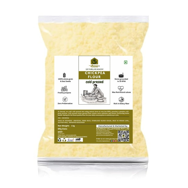Gauraaj Chickpea Flour - 1kg | Stone Ground Besan | 100% Natural Gram Flour | Protein Rich & Gluten Free | Fine Chana Atta for Cooking & Skincare | No Preservatives