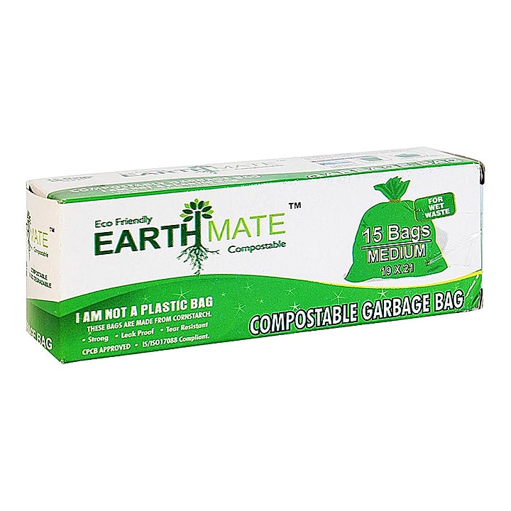 Compostable Green Garbage Bag (19x21 Inches) - 15 Bags : 1 Unit