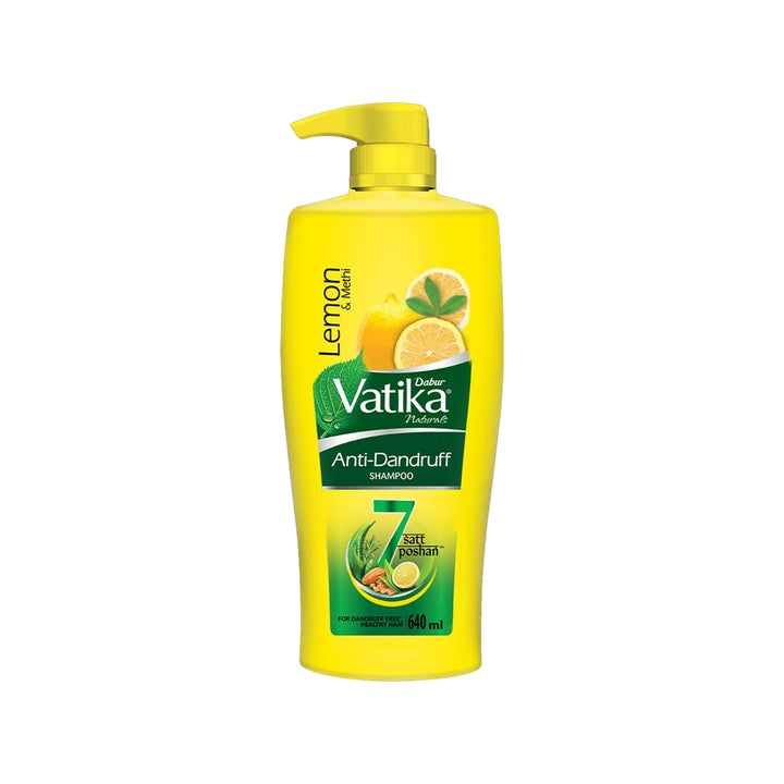 DABUR VATIKA Lemon Anti-Dandruff Shampoo, Reduces Dandruff from 1st wash (640 ml)