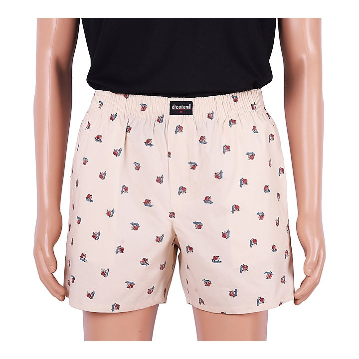 Di Cotone Men's Printed Boxers - Beige (Large) : 1 Piece