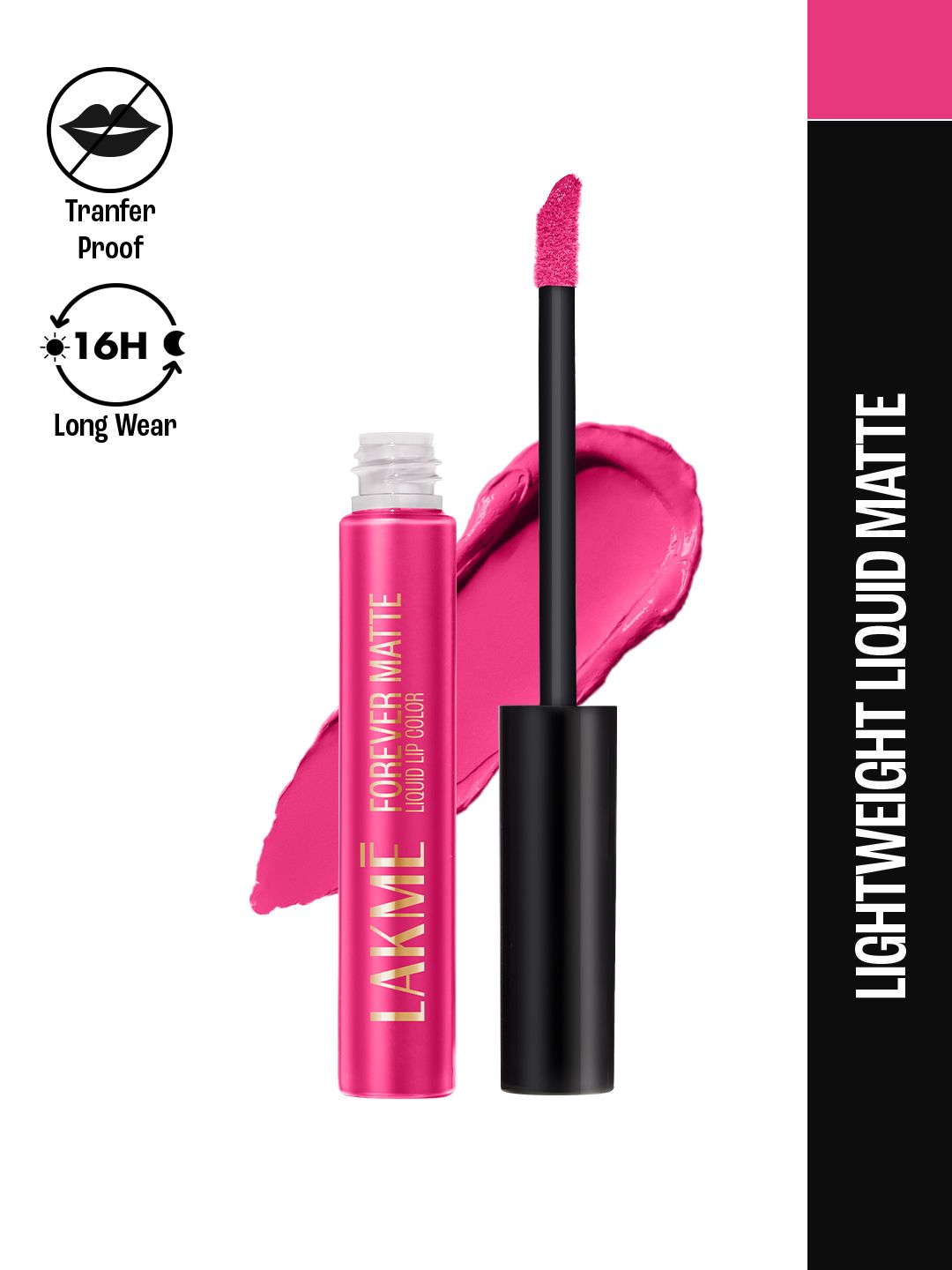Lakme Forever Matte Lightweight & Transferproof 16Hr Liquid Lipstick 5.6ml - Pink Prom