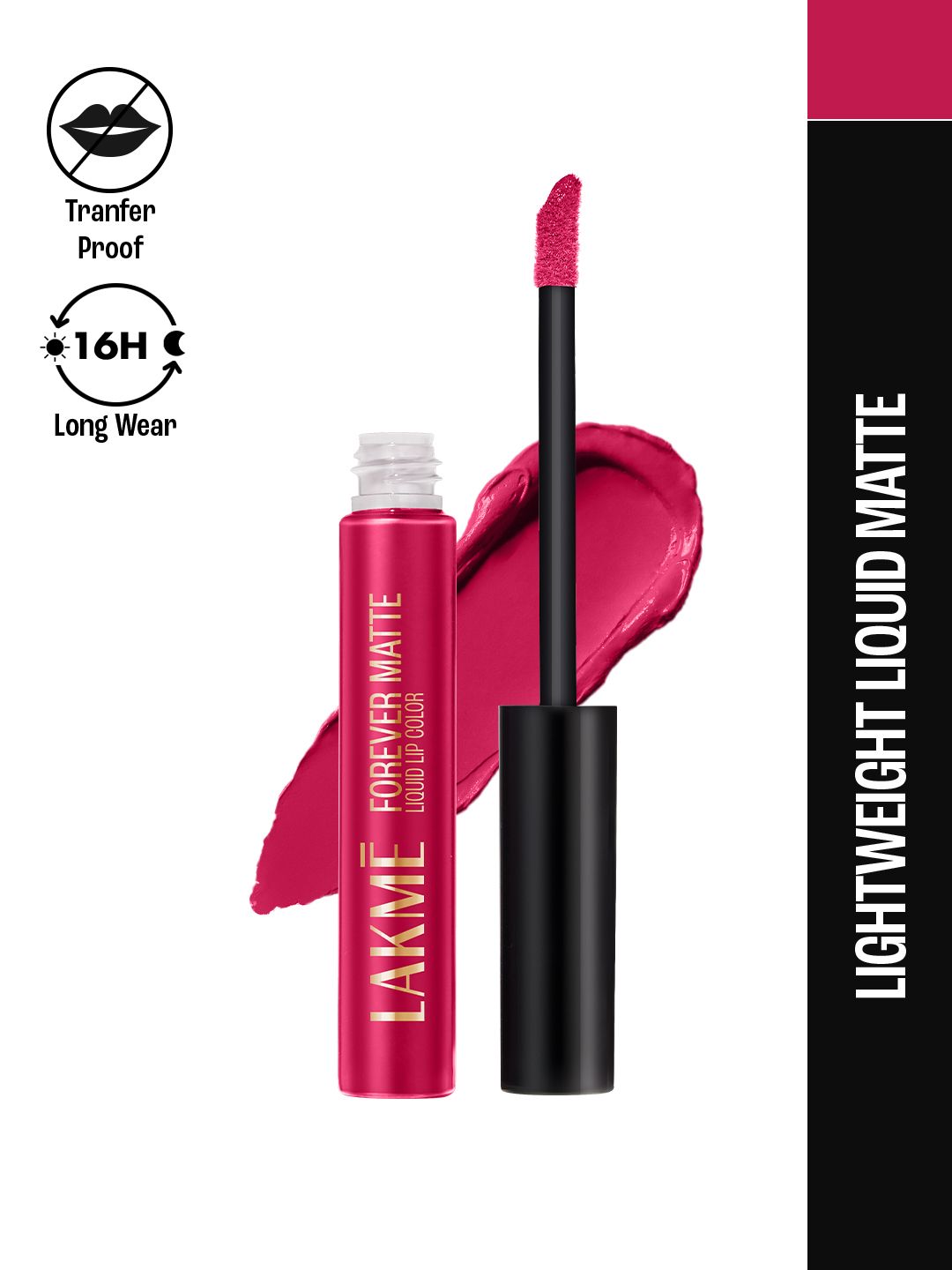 Lakme Forever Matte Lightweight & Transferproof 16Hr Liquid Lipstick 5.6ml - Red Berry