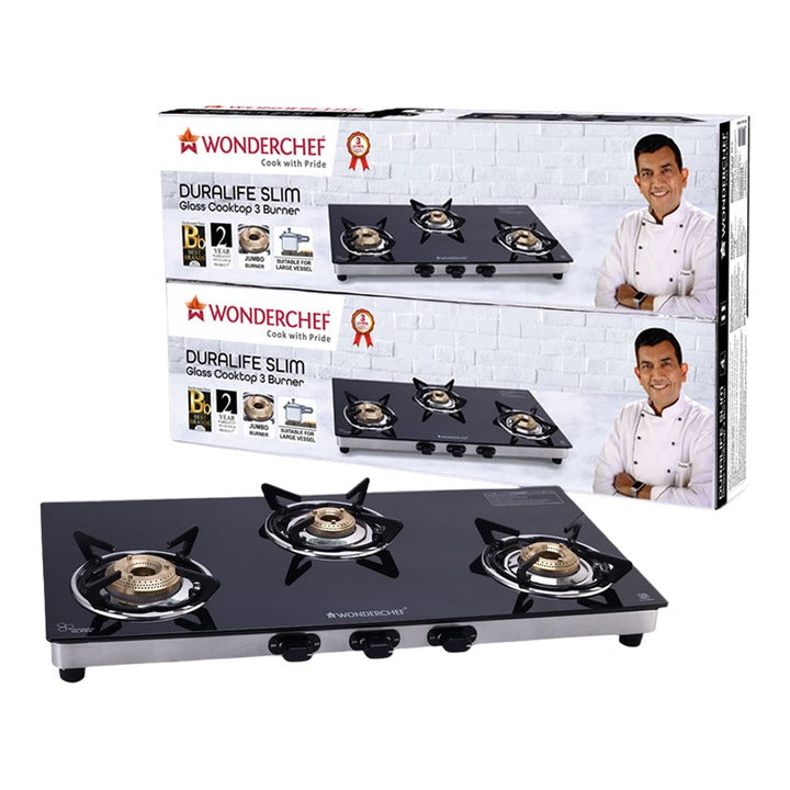 Wonderchef Duralife Slim Glass Cooktop : 3 Burners