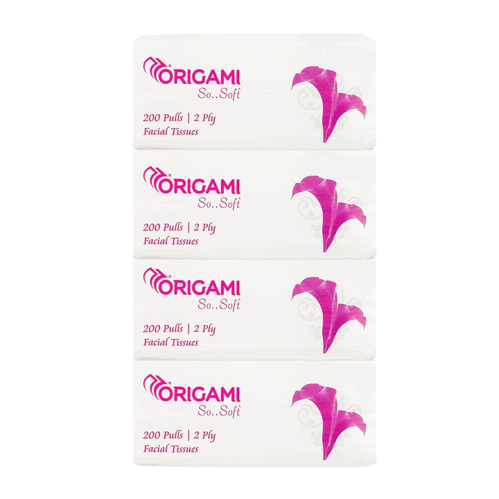 Origami Online Facial Tissues | Soft Pack | 2 Ply | Pack of 4 | 800 Pulls