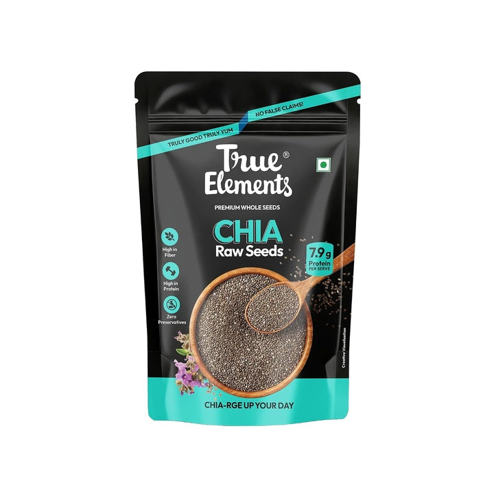 True Elements Chia Seeds 500g - Dirt & Stone Free Premium Seeds | Helps with Weight Management