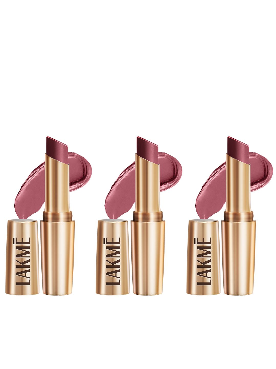 Lakme Set of 3 9to5 Powerplay Priming Matte Lipstick 3.6g each- Mauve Matter