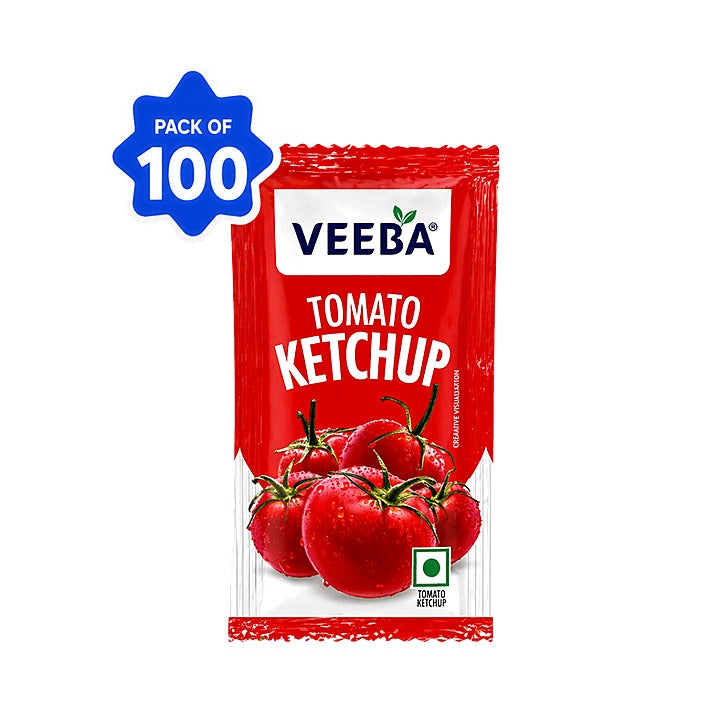 Veeba - Tomato Ketchup Sachet, 8 gm (Pack of 100 Sachets)