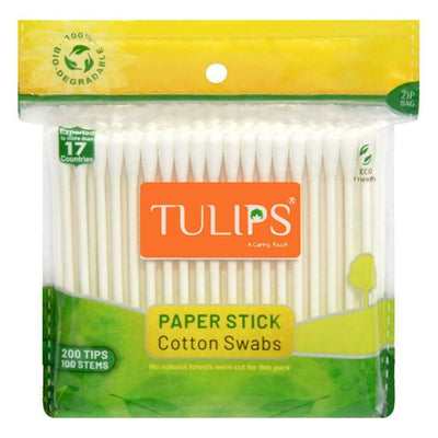 Tulips Paper Stick Cotton Swabs 100 pcs