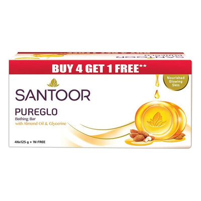 Santoor Pure Glow Almond Oil and Glycerine Soap 5 pcs (125 g)