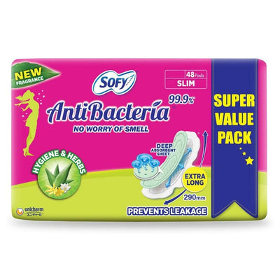 Sofy Antibacterial Hygiene & Herbs Slim Sanitary Napkins (XL) 48 Pads