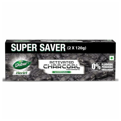 Dabur Herbal Whitening Activated Charcoal Toothpaste 120 g (Pack of 2)