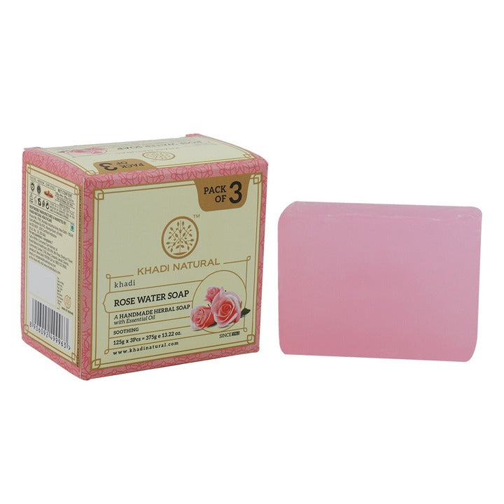Khadi Natural Rosewater Soap 125g (Pack of 3)