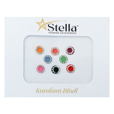 Stella Multicolor Medium Kumkum Bindi with Stones 8 pcs