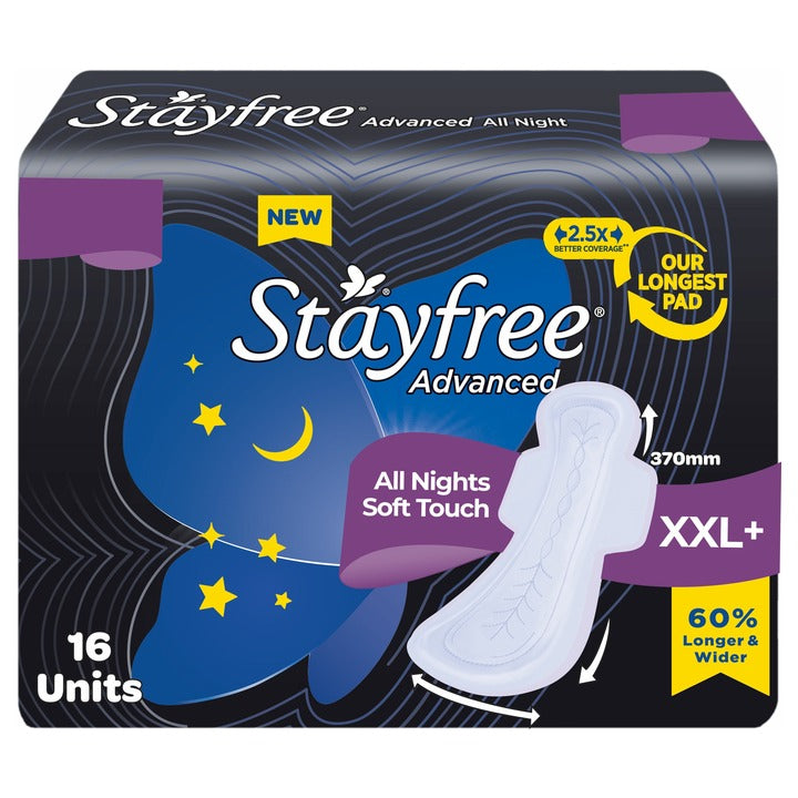 Stayfree Advanced All Night Sanitary Napkin XXL+ 16 N