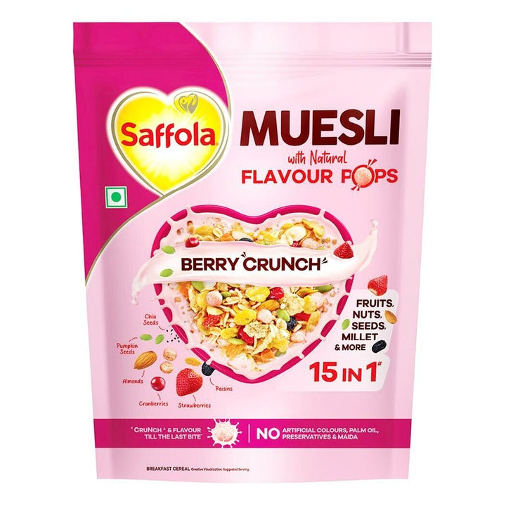 Saffola Berry Crunch Muesli with Flavour Pops 450 g