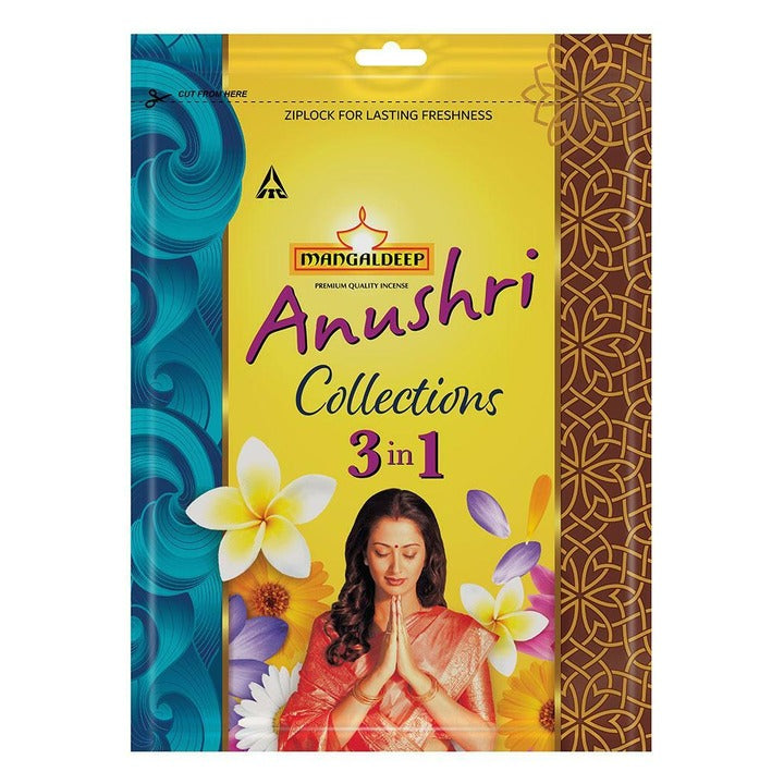 Mangaldeep Anushri 3 In 1 Zip Agarbatti 360 g