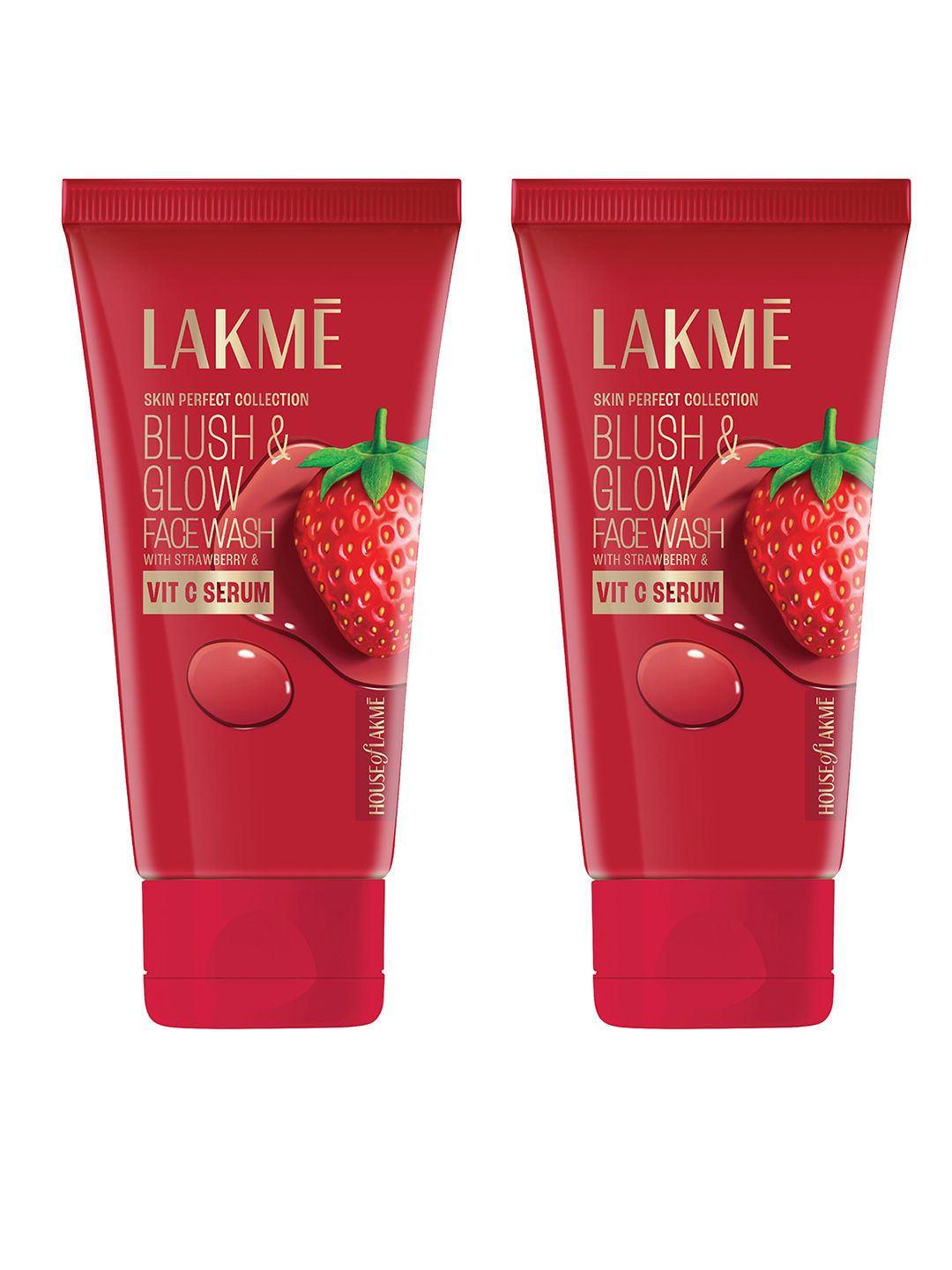 Lakme Set of 2 Blush & Glow Hydrating Strawberry Facewash with Vitamin C Serum - 150g Each