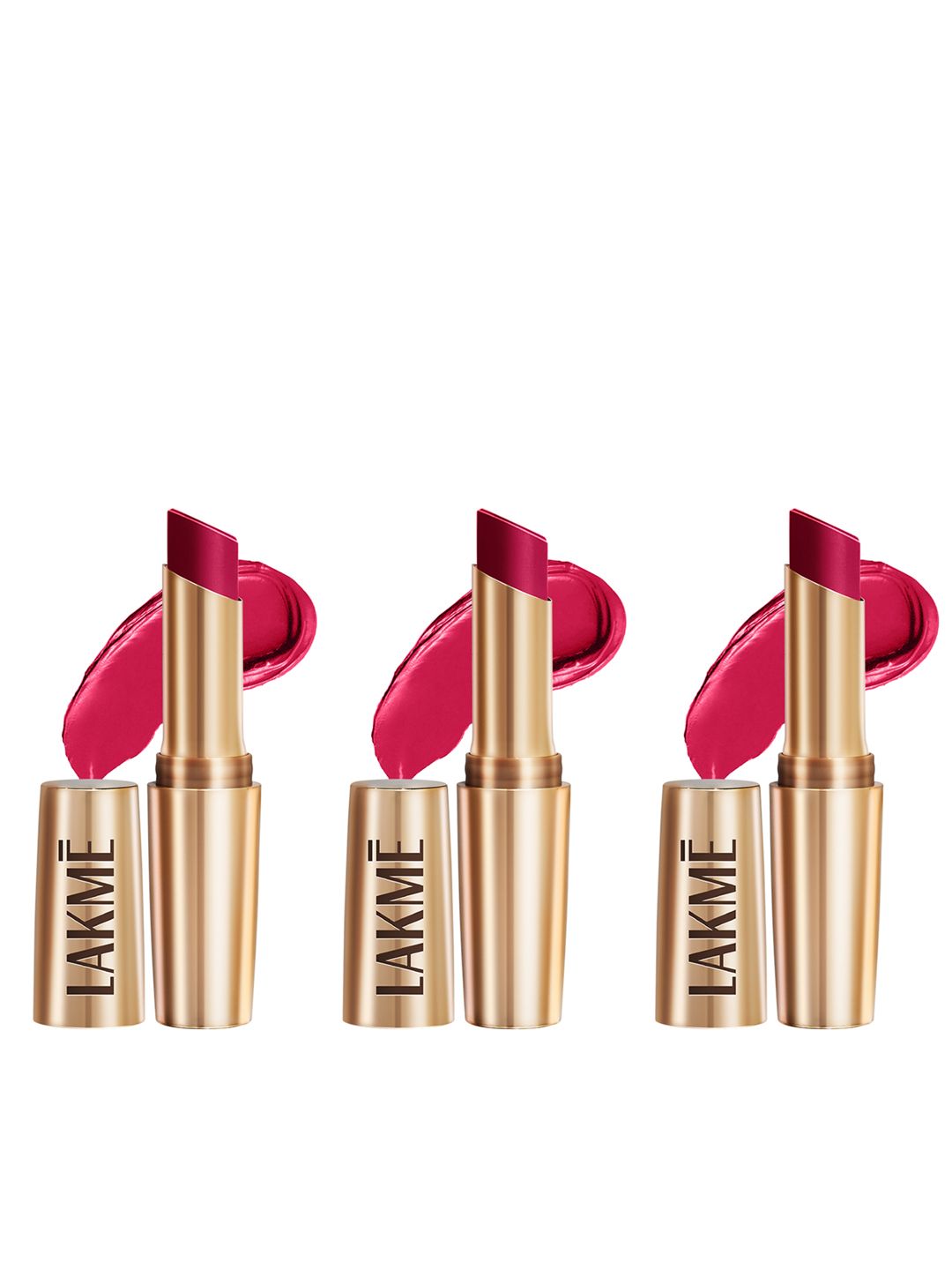 Lakme Set of 3 9to5 Powerplay Priming Matte Lipstick With Vit E 3.6g each- Rose Day
