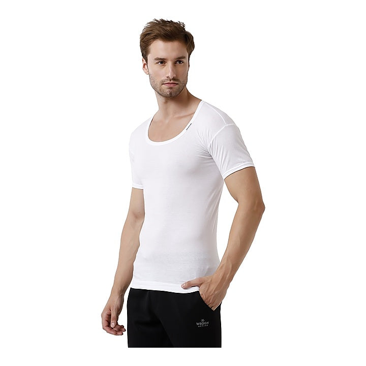 Rupa Frontline Round Neck Sleeve Men's Vest - 100 cm (XXL) - White : 2 Piece