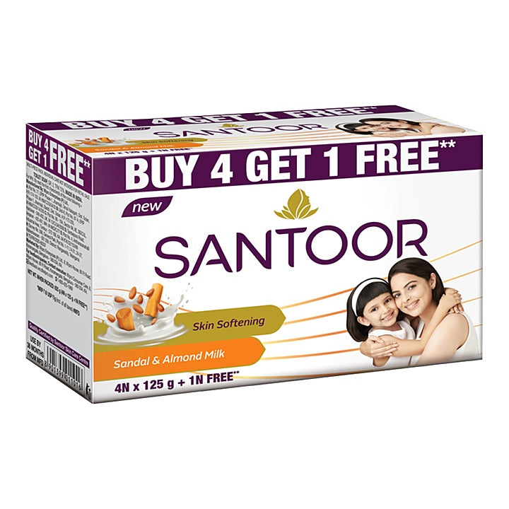 Santoor Sandal and Almond Milk Soap : 4x125 g