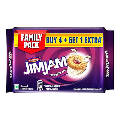 Britannia Jim Jam Cream Biscuits Buy 4 Get 1 Free 460 g