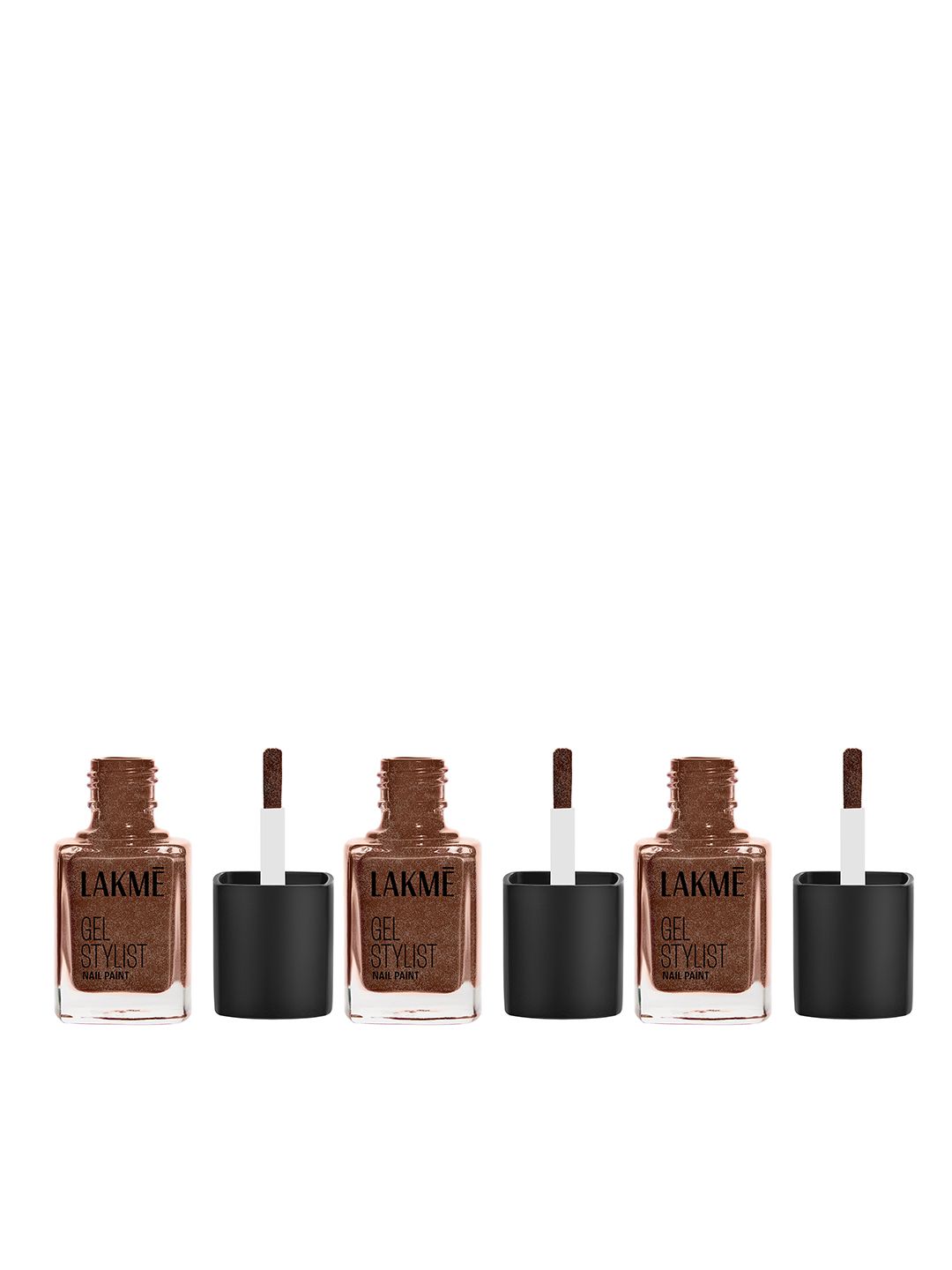 Lakme Set of 3 Absolute Gel Stylist Nail Color With High Gloss Finish 12ml Each- Gold Dust