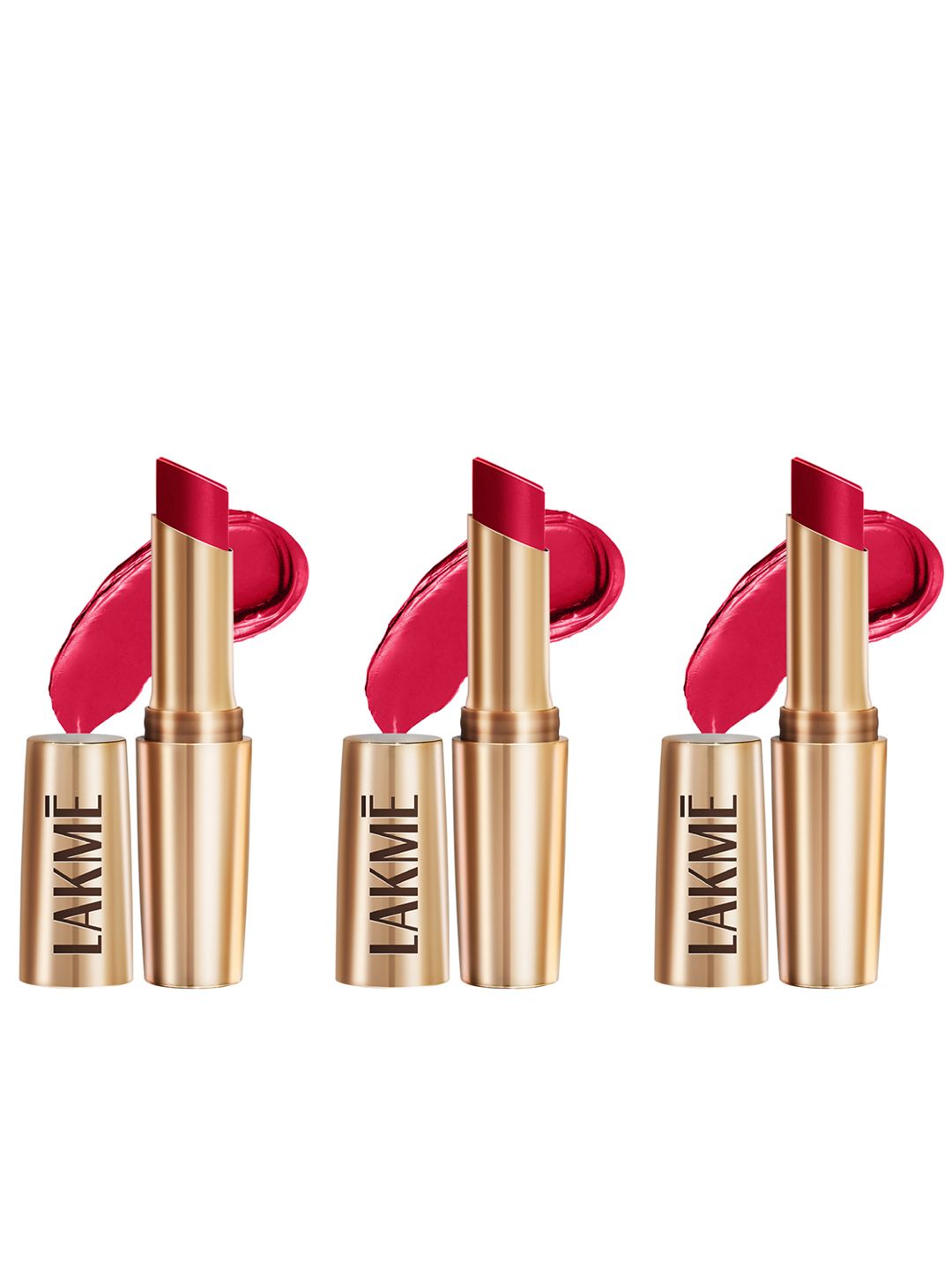 Lakme Set of 3 9to5 Powerplay Priming Matte Lipstick With Vit E 3.6g each - Iconic Red