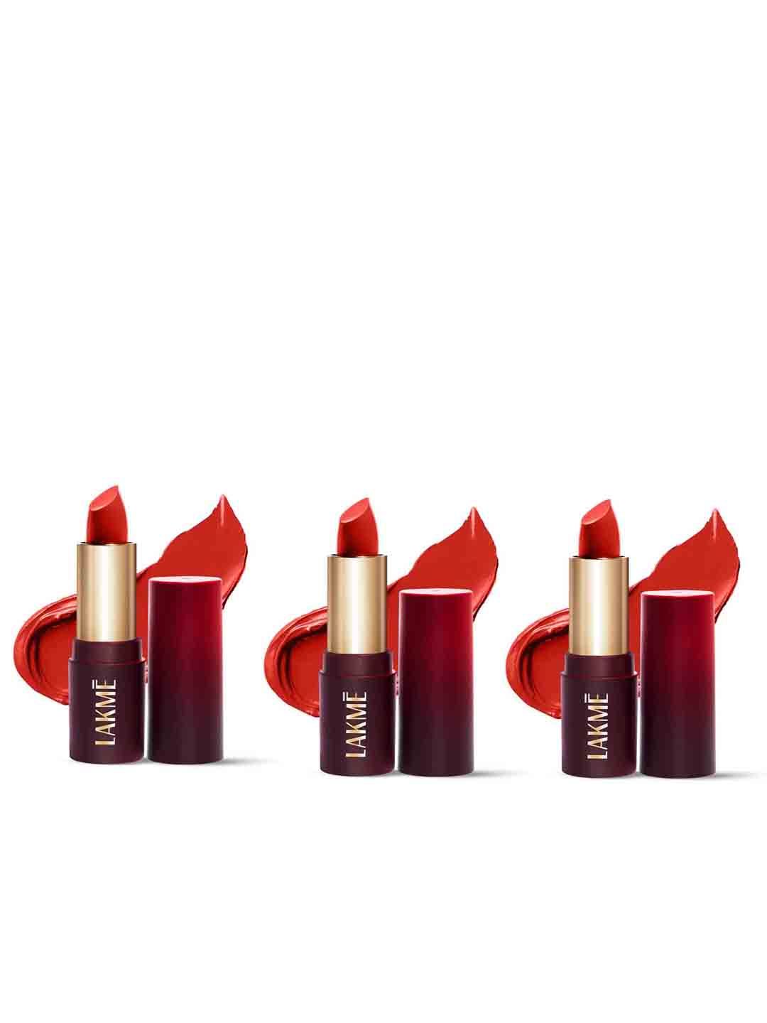 Lakme Set of 3 Forever Matte Long Lasting Lipstick 4.5g each - Red Rose CR2
