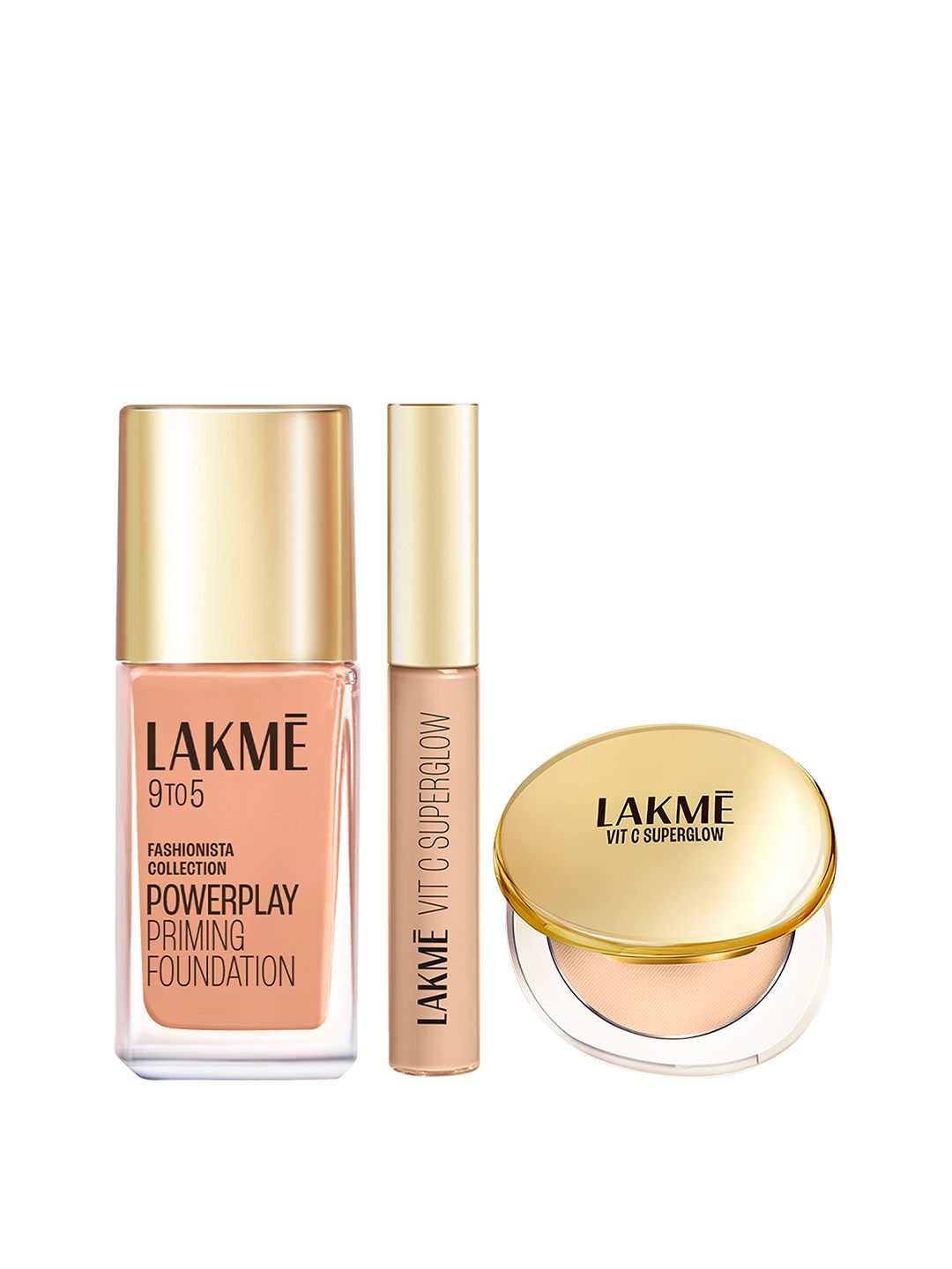 Lakme Set Of SPF 20 Compact, Superglow Concealer & Priming Foundation