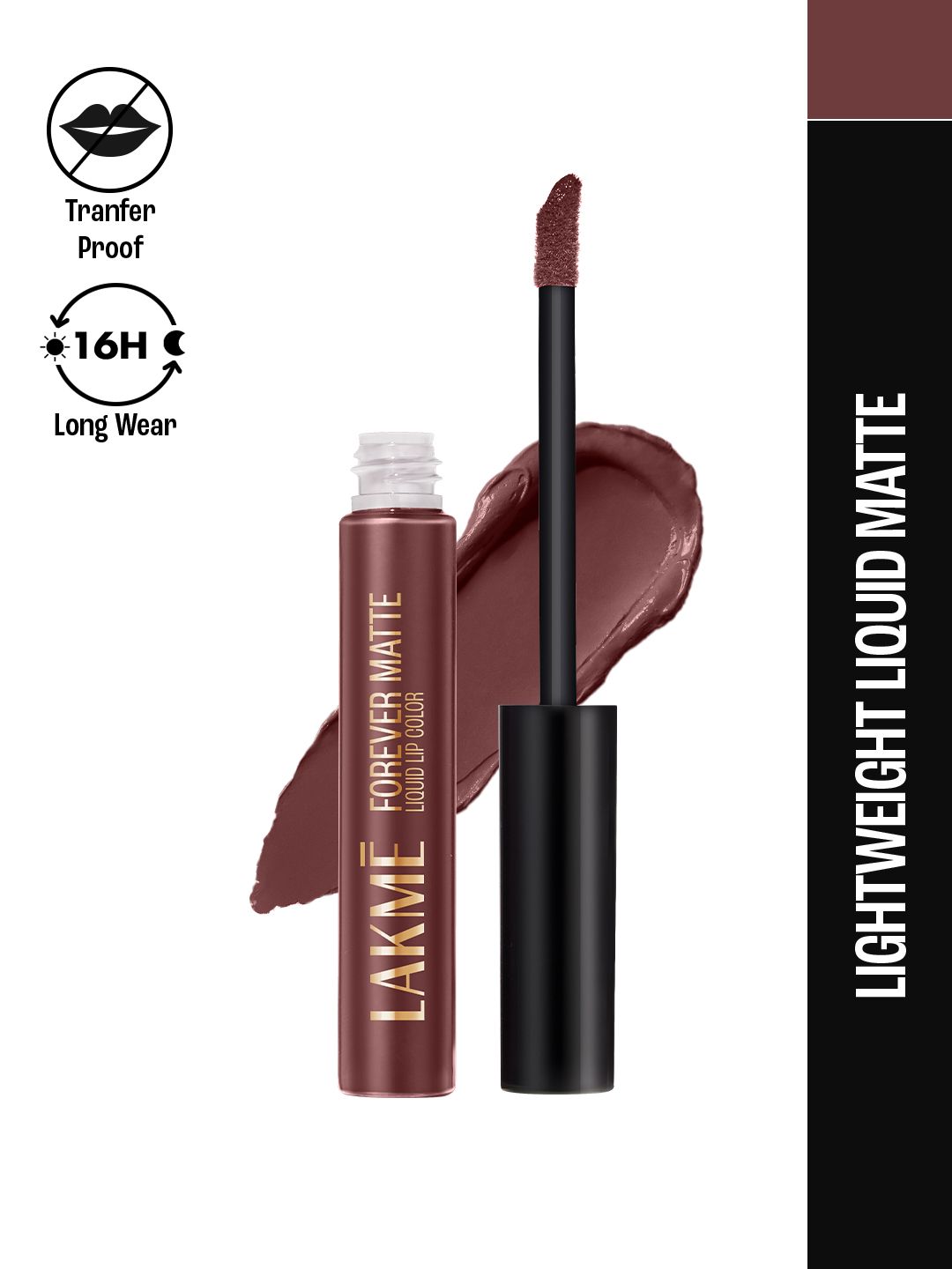 Lakme Forever Matte Lightweight & Transferproof 16Hr Liquid Lipstick 5.6ml - Mauve Party