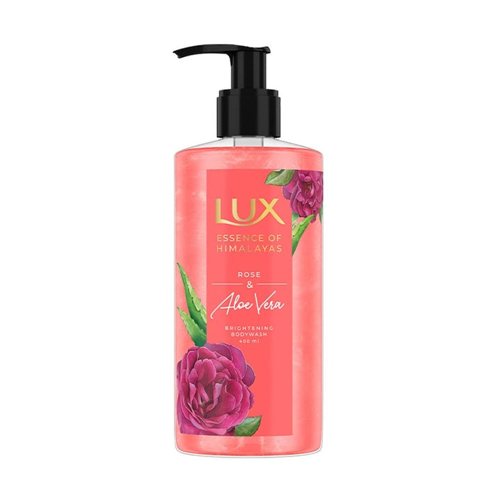 LUX Rose & Aloe Vera, Shimmering Body Wash, 400 ml, for Bright and Soft Skin, with 100% Natural Origin Rose Extract & Aloe Vera, Soap-Free, Paraben-Free, Plant Based Cleanser