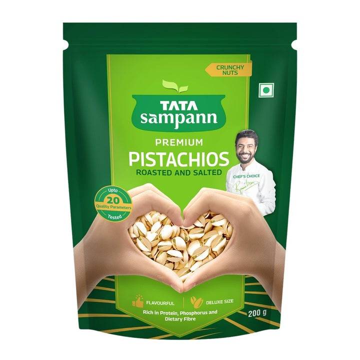 Tata Sampann Pistachios Roasted & Salted, Pista, 200g, Rich In Protein, Phosphorus, & Dietary Fibre, Premium Nuts & Dry Fruits, Crunchy & Delicious Healthy Snack