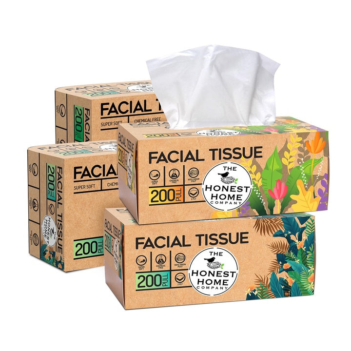 Honest Home 2 Ply Facial Tissue Paper Box | 800 Pulls | 200 Pulls x 4 boxes | Soft And Highly Absorbent | 100% Natural Virgin Fibre