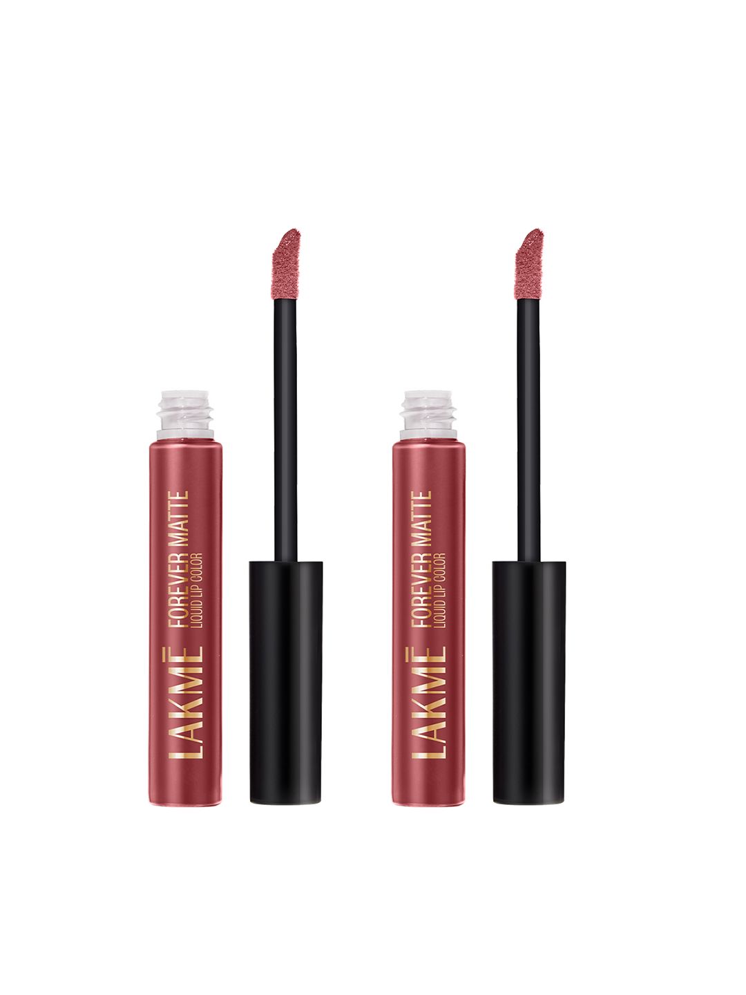Lakme Set Of 2 Forever Matte Lightweight Liquid Lipstick 5.6ml Each - Nude Charm