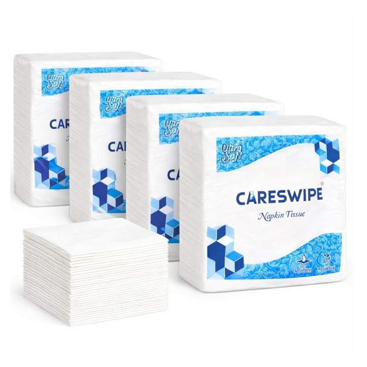 Paper Napkins for Home 400 Sheets | Soft & Absorbent Tissue Paper Napkin for Office, Restaurants, Travel & Daily Use | 100 Sheets x 4 Packs | 30x30 cm Size