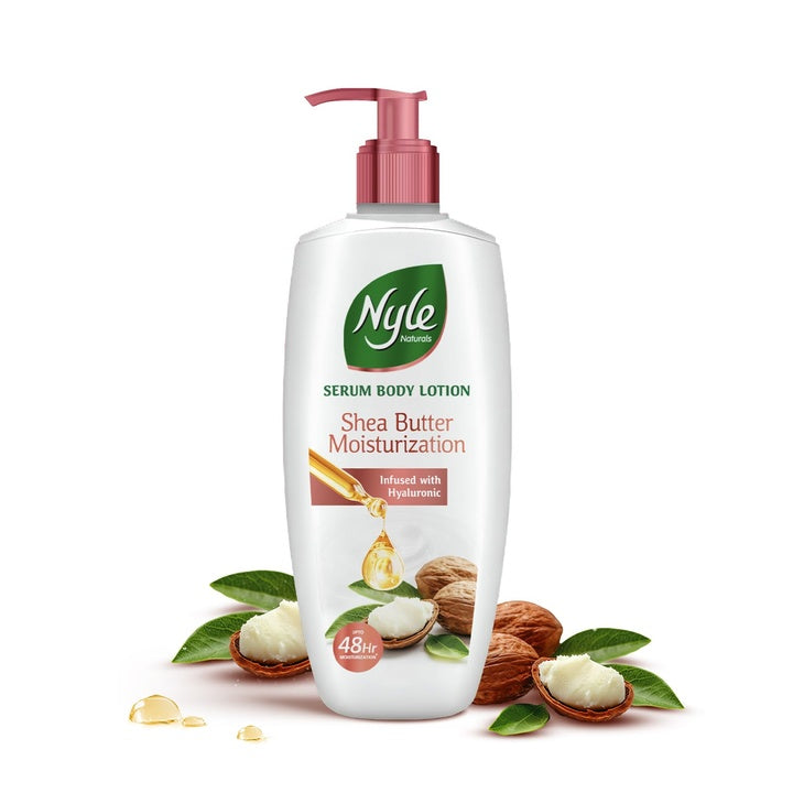 Nyle Serum Body Lotion for All Skin Types | Shea Butter + Hyaluronic + Vitamin B5 | Lightweight, Non-Sticky | 48H Moisturization | Deep Nourish & Soft Skin | 400ml