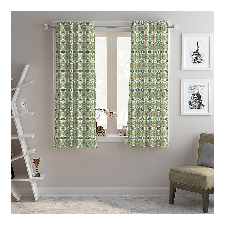 Decorous Window Curtain Abstract - Sea Green : 112 x 150 cm
