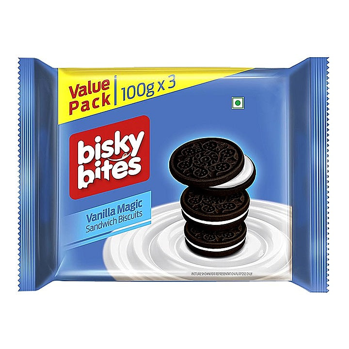 Bisky Bites Vanilla Magic Sandwich Biscuits : 300 g