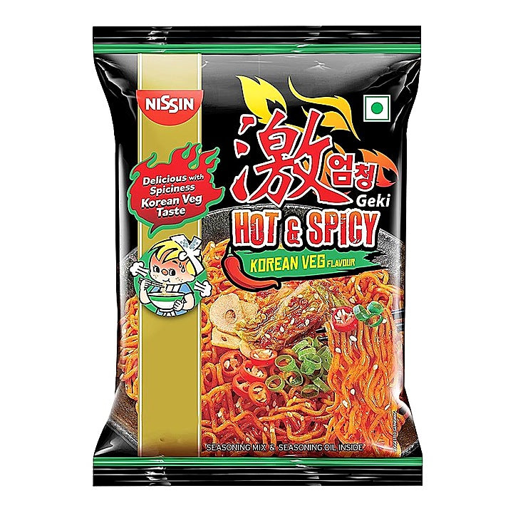 Nissin Geki Hot & Spicy Korean Veg Flavour Noodles : 80 g