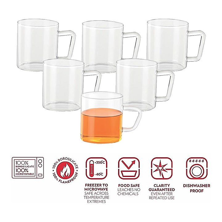 Borosil Vision Classic Mug Set (190 ml) : 6 N