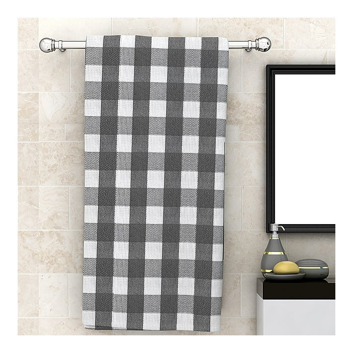Athom Living Big Checks Bath Towel 210 GSM - Grey (75x150 cm) : 1 Unit
