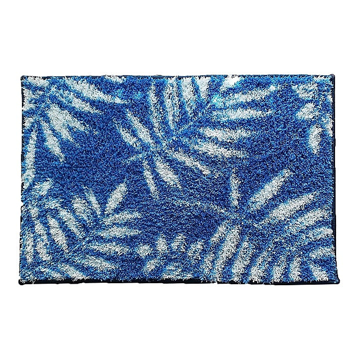 Athom Living Micro Printed Bath Mat (04) - 38 X 58cm : Blue