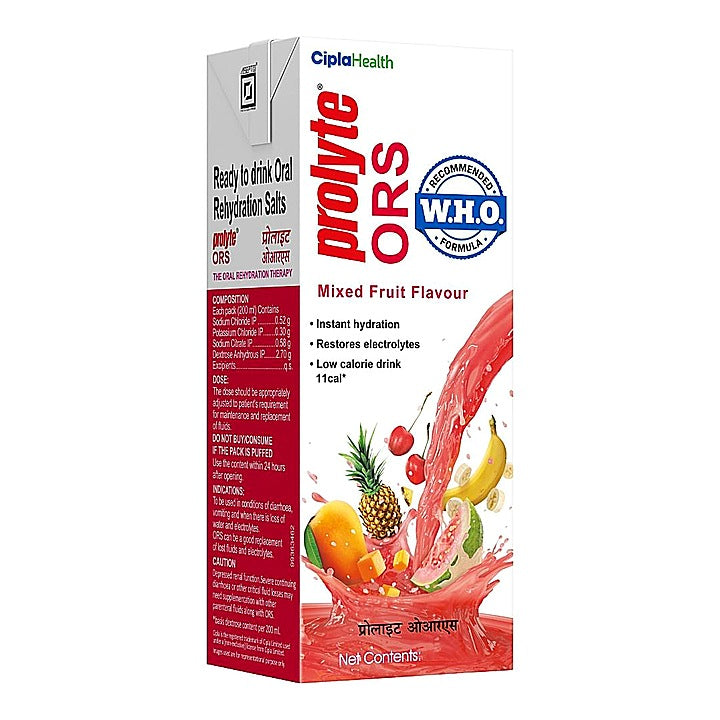 Cipla Prolyte ORS Mixed Fruit Flavour Drink : 200 ml