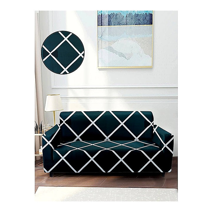 Cortina 3 Seater Geometric Sofa Cover (185-230 cm) - Dark Grey : 1 Unit