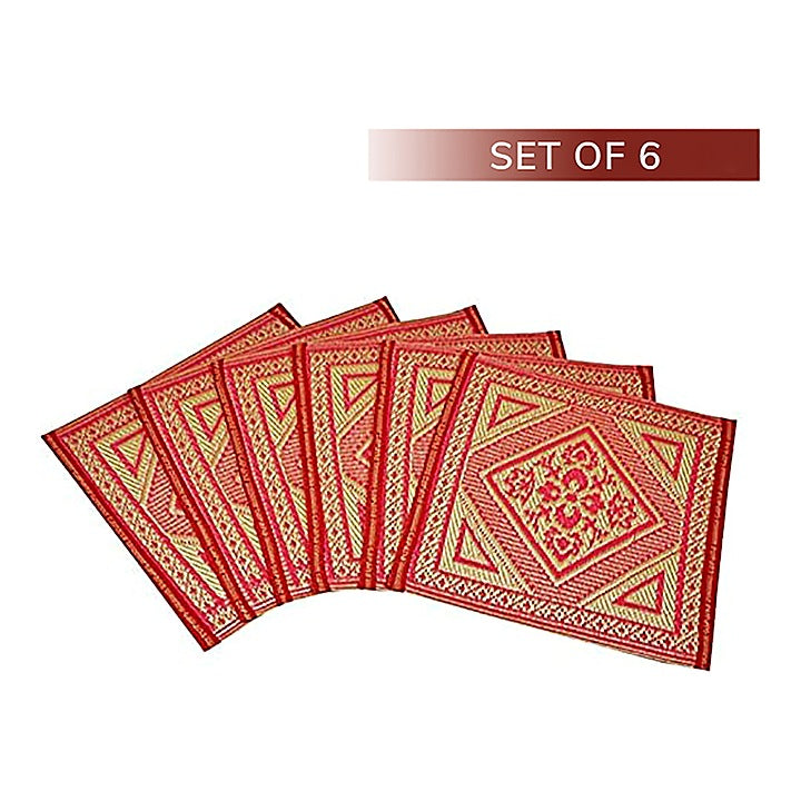 Sapana Plastic Floor Mat (Aasan Mat) : Pink & Ivory Flower - 6 Pieces : 1 Unit