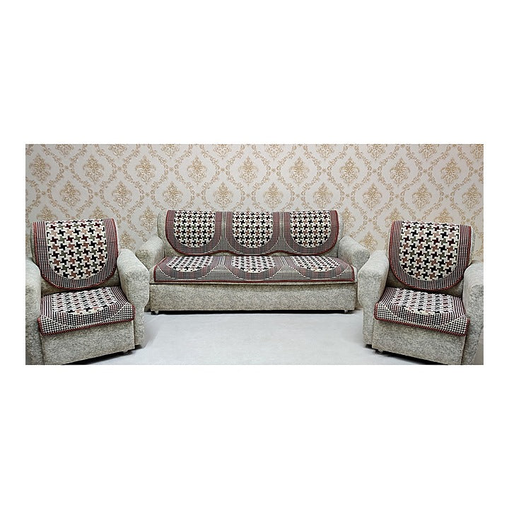MHF Polycotton Sofa Slip Cover Cherry (Maroon) - Set Of 6 : 1 Unit
